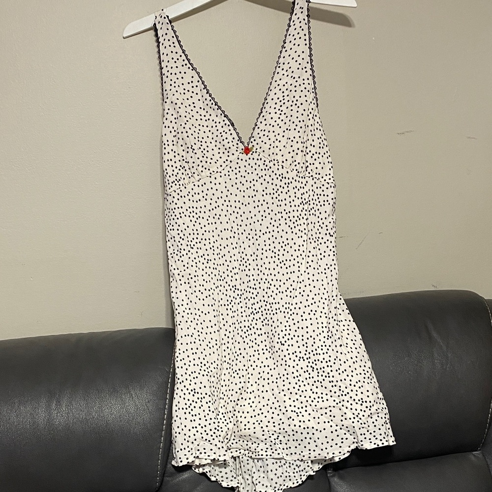 Wild Fable Strapless Dress with Black Dots